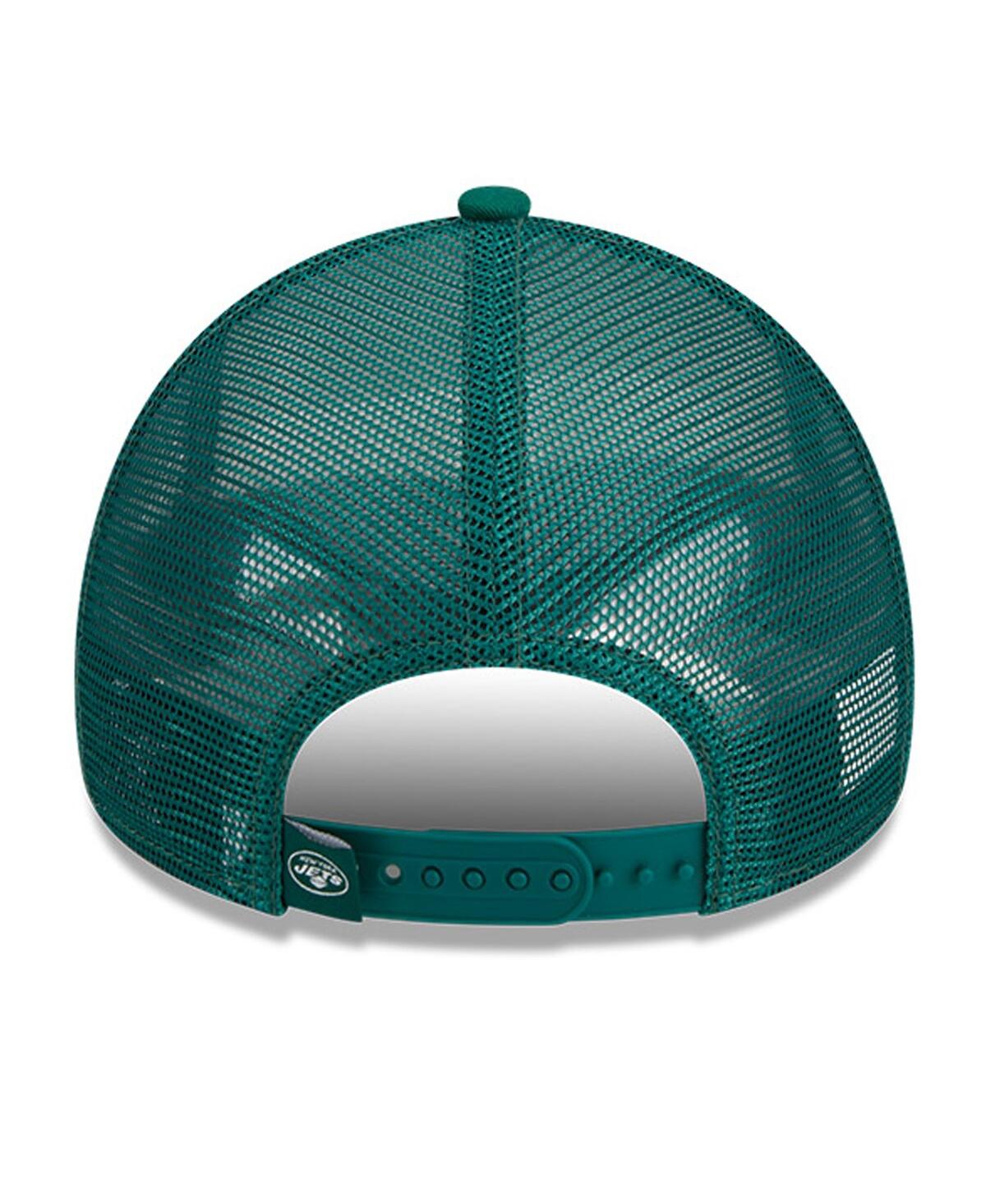 New Era Men's  White, Green New York Jets Stacked A-frame Trucker 9forty Adjustable Hat In White,green