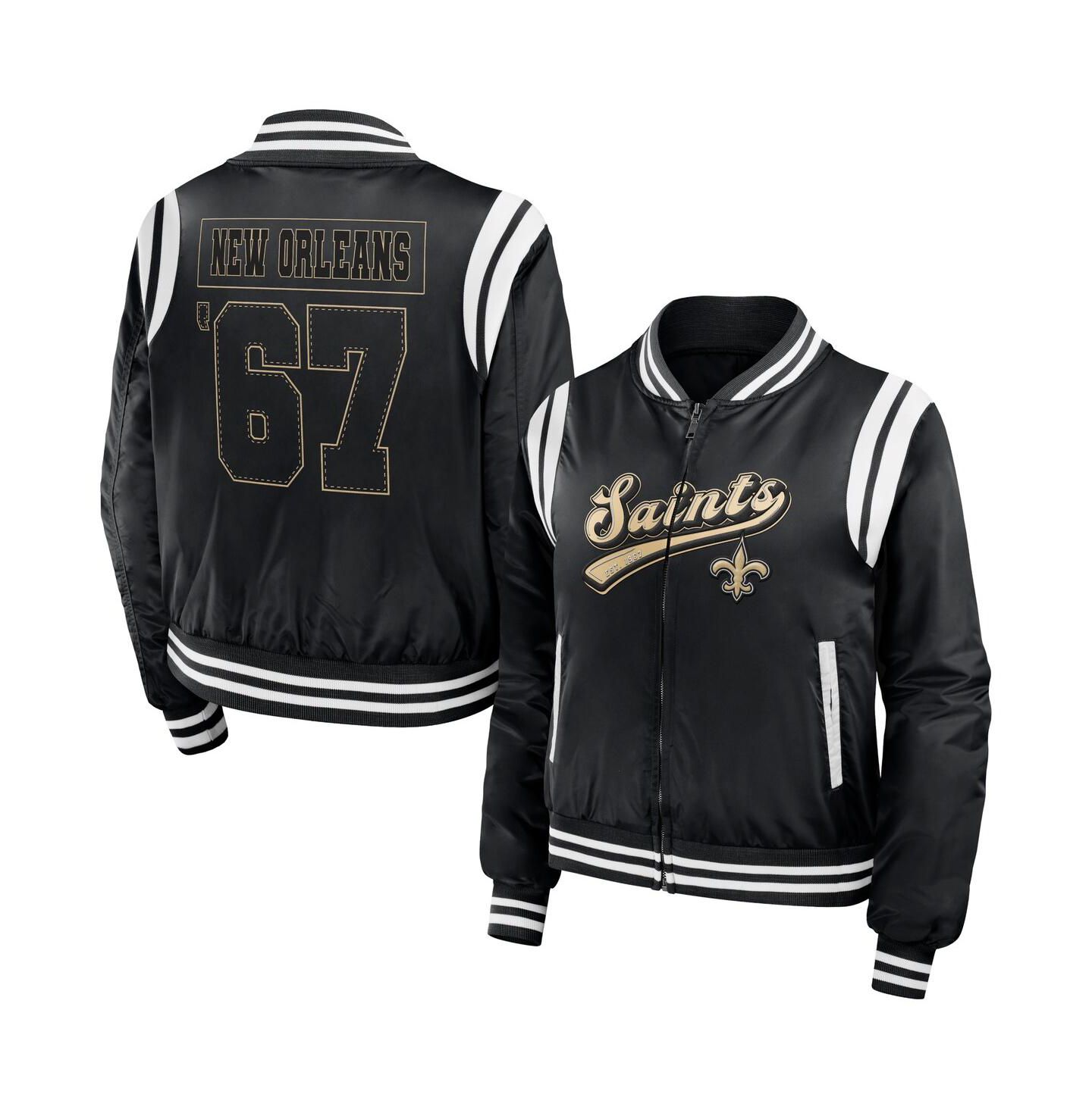 Женская куртка WEAR by Erin Andrews Black New Orleans Saints Bomber Full-Zip — фото 1