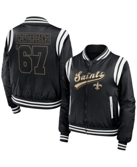 Женские куртки WEAR by Erin Andrews Women's Black New Orleans Saints Bomber Full-Zip Jacket