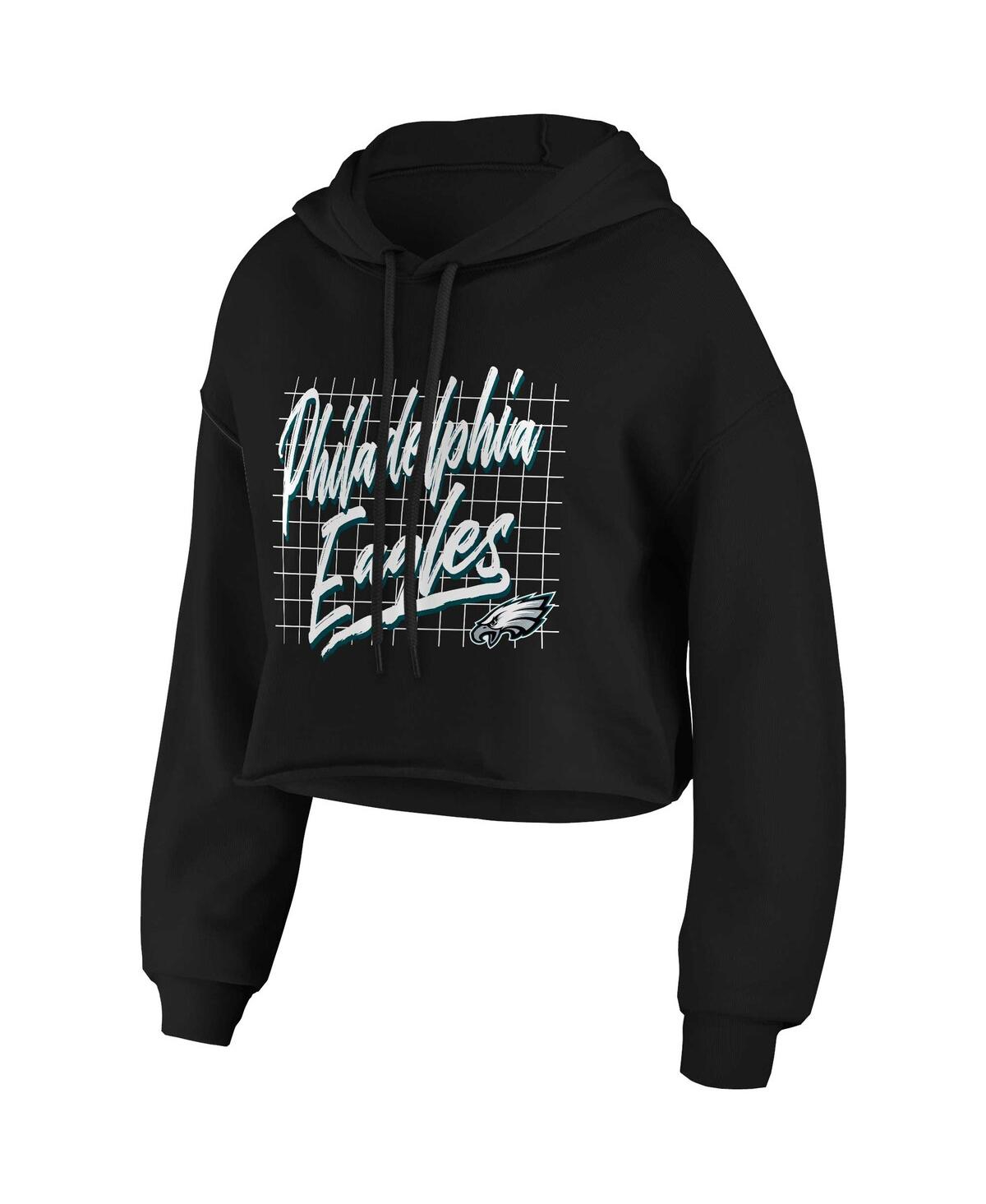 Wear By Erin Andrews Women's  Black Philadelphia Eagles Domestic Cropped Pullover Hoodie In Black