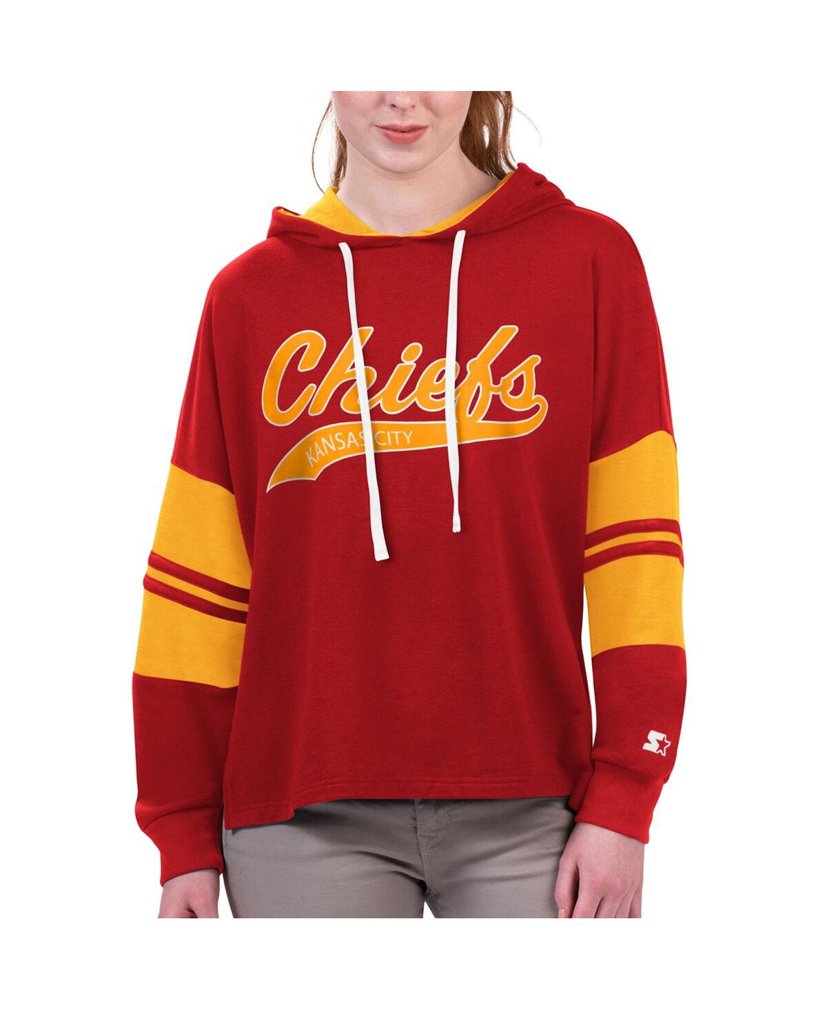 Shop Starter Women's  Red Kansas City Chiefs Bump And Run Long Sleeve Hoodie T-shirt