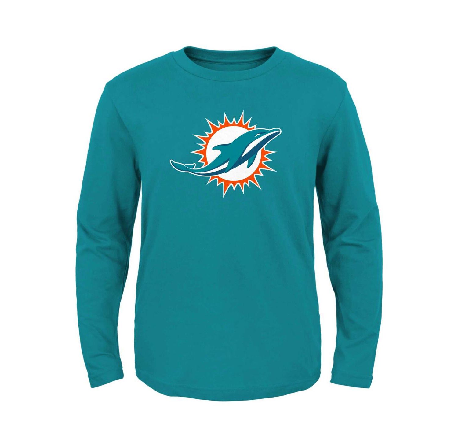 Big Boys and Girls Aqua Miami Dolphins Primary Logo Long Sleeve T-shirt