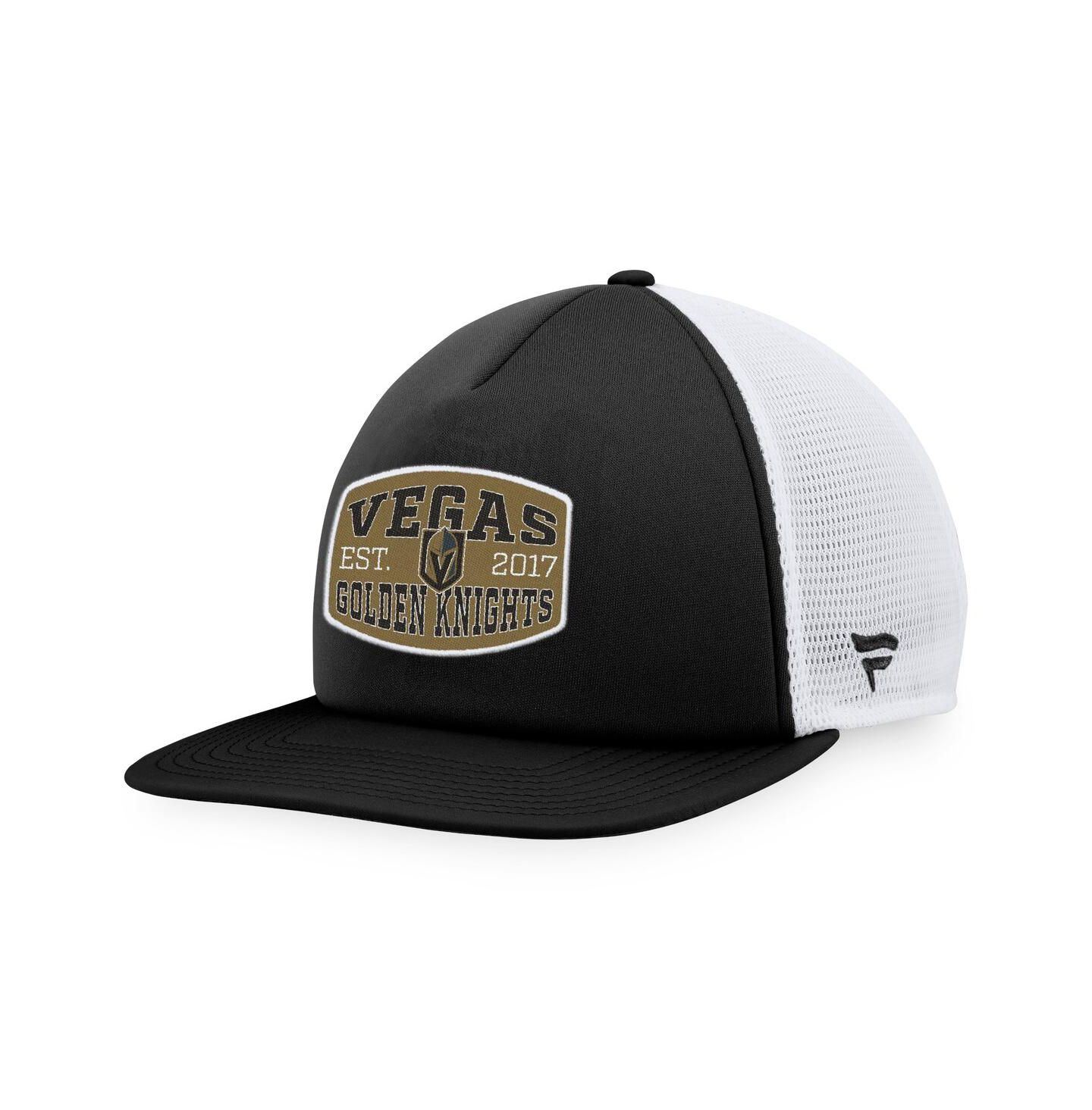 Мужская кепка Fanatics Black, White Vegas Golden Knights Foam Front Patch Trucker Snapback Hat — фото 1
