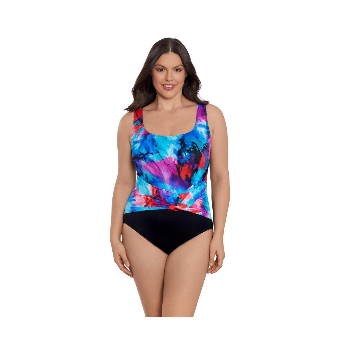 Women's Longitude Twist Pull Sash Tank One-Piece Swimsuit - Infinite shine