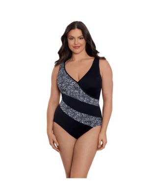 Women s Longitude Faux Surplice Tank One Piece Swimsuit Macy s