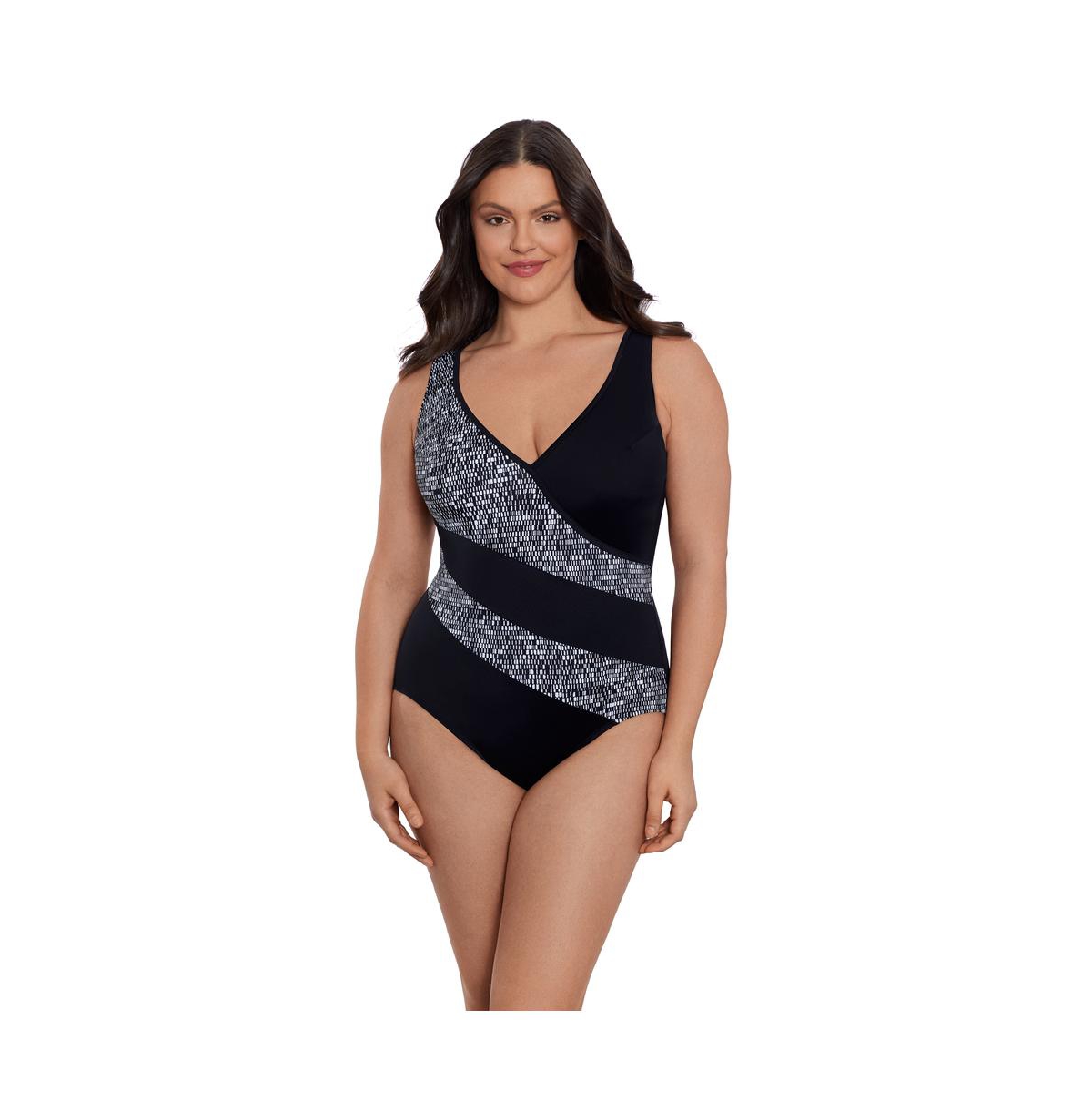 Women's Longitude Faux Surplice Tank One-Piece Swimsuit - Madison square