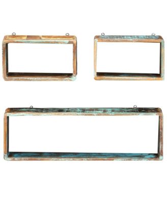 3 Piece Wall Cube Shelf Set Solid Reclaimed Wood