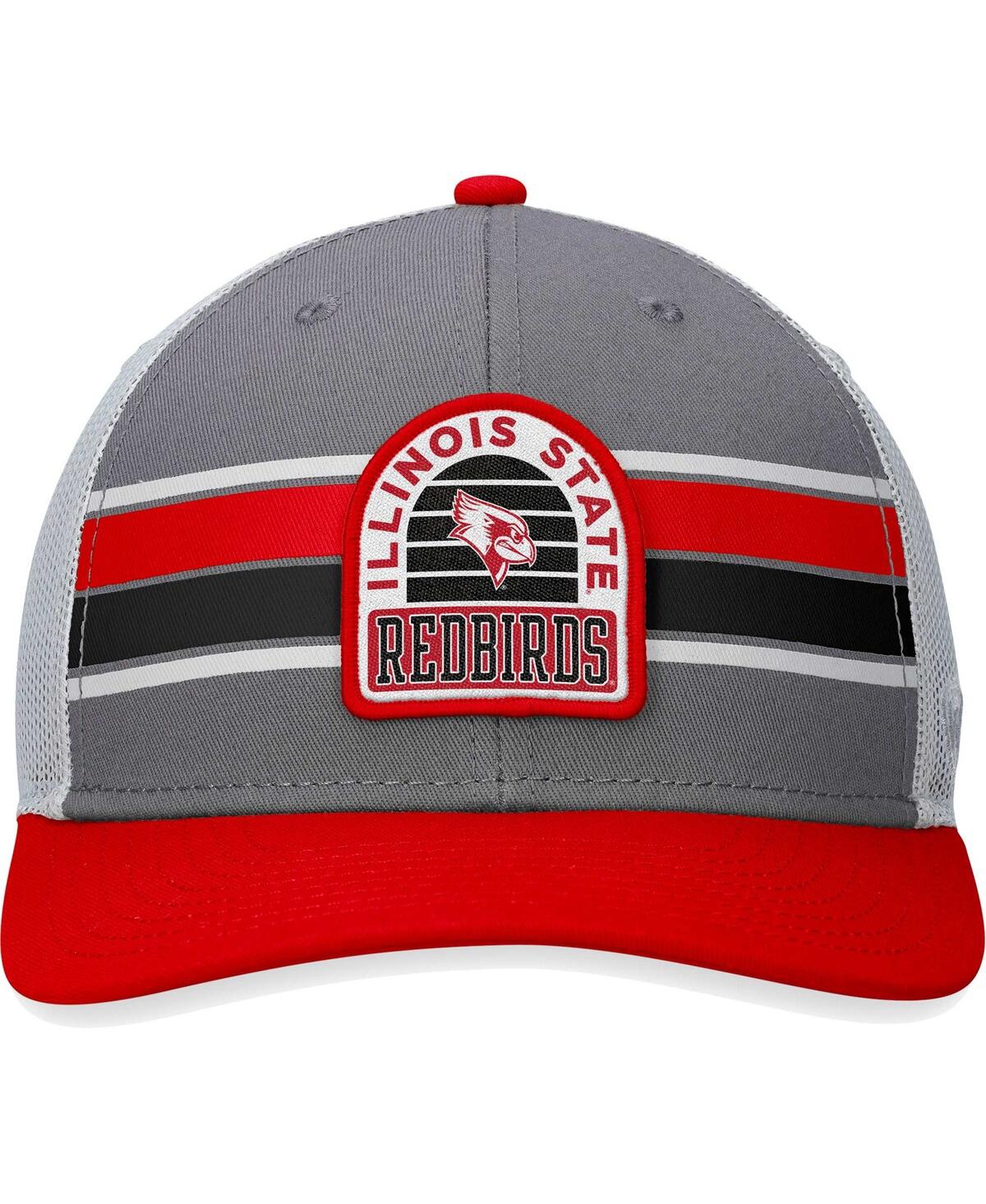 Top Of The World Men's  Gray, Red Illinois State Redbirds Aurora Trucker Adjustable Hat In Gray,red