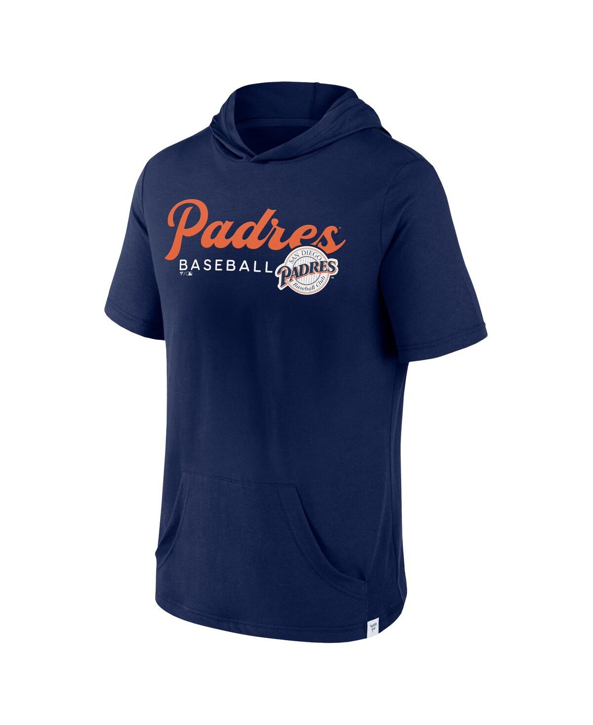 Shop Fanatics Men's  Navy San Diego Padres Offensive Strategy Short Sleeve Pullover Hoodie