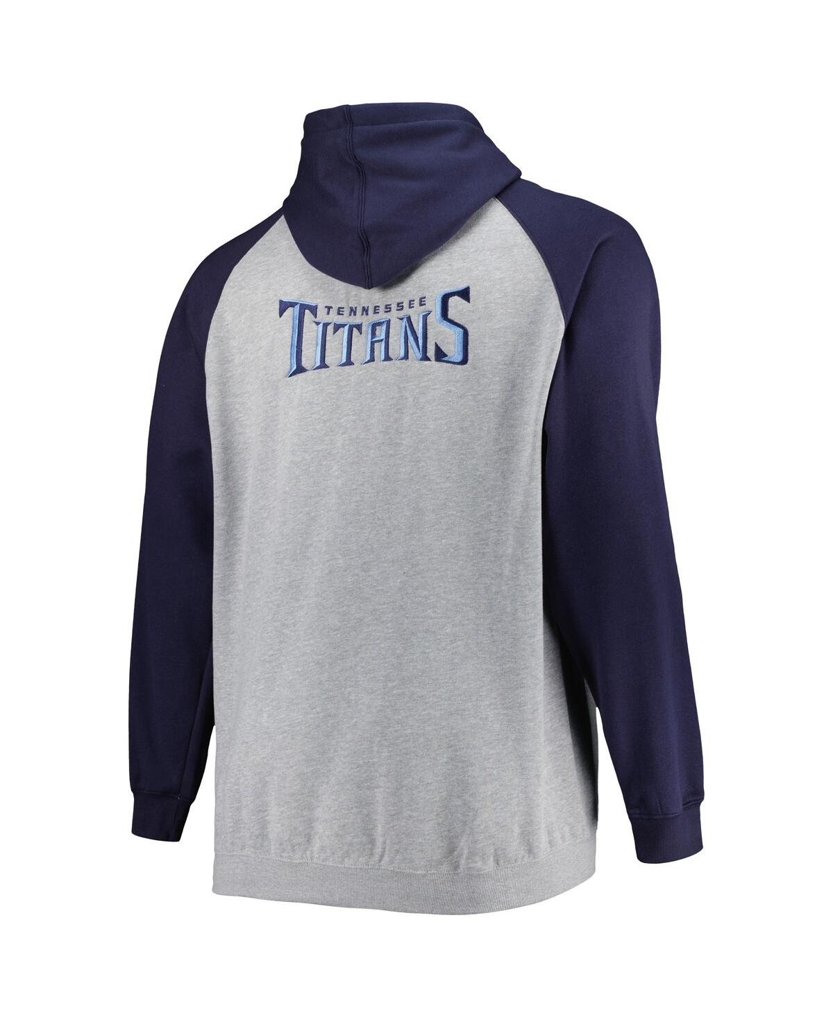 Men'sTennessee Titans Big and Tall Fleece Raglan Full-Zip Hoodie Jacket - Heather Gray