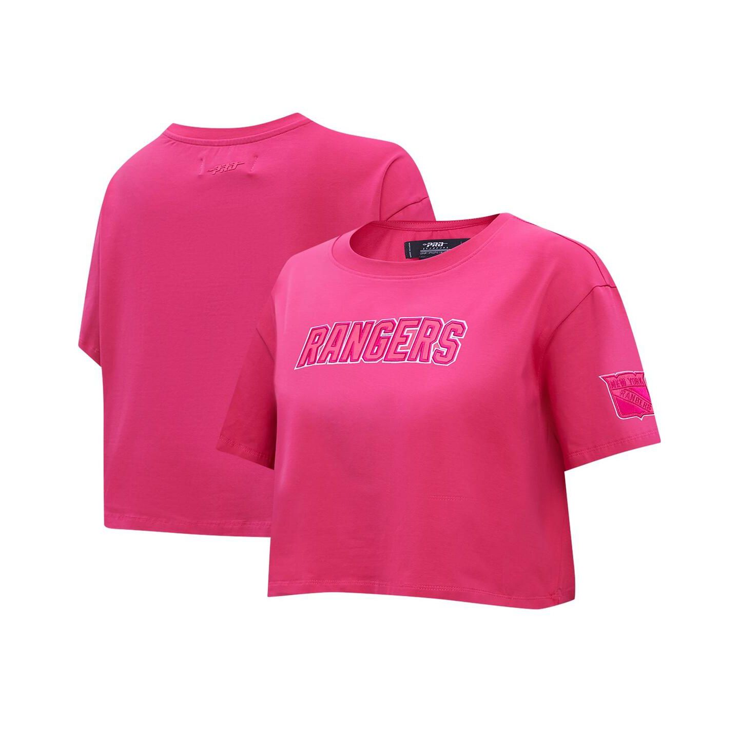 Женская футболка Pro Standard New York Rangers Triple Pink Cropped Boxy — фото 1