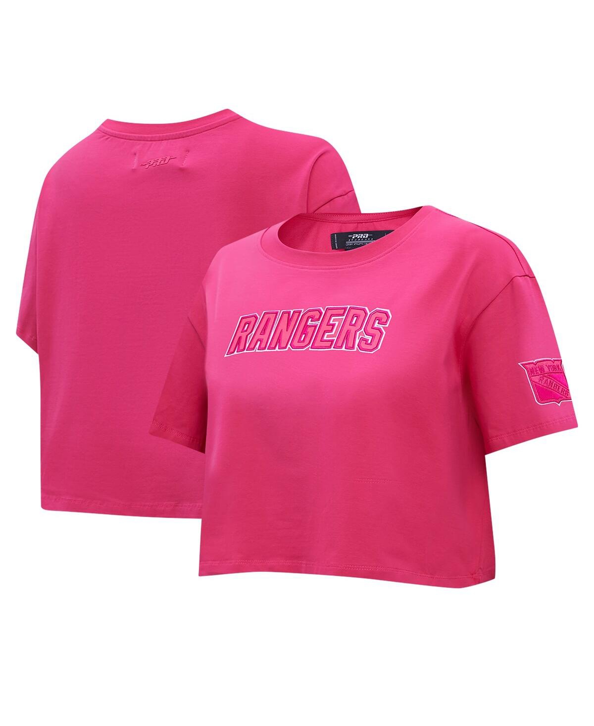 Shop Pro Standard Women's  New York Rangers Triple Pink Cropped Boxy T-shirt