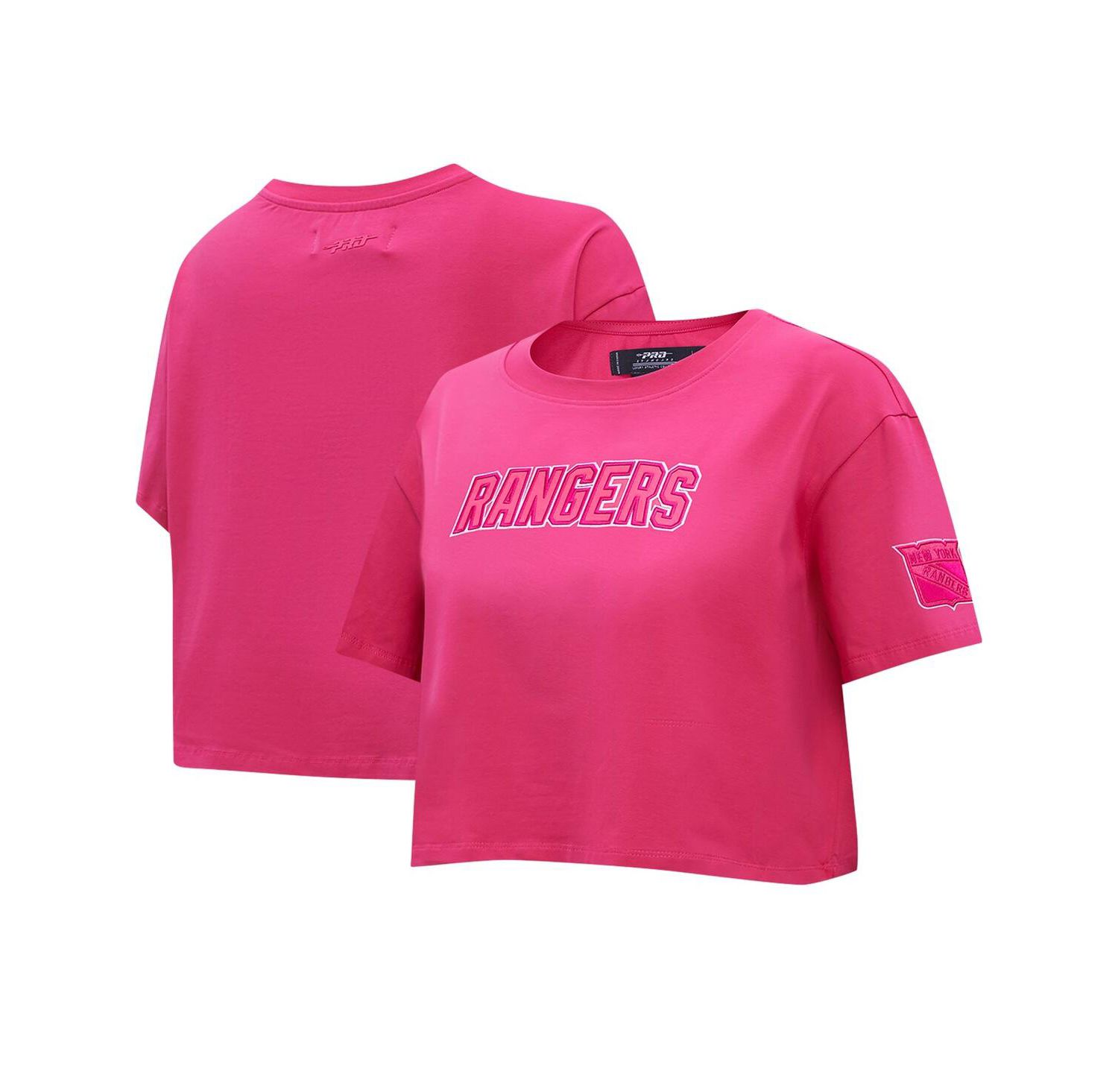 Women's New York Rangers Triple Pink Cropped Boxy T-shirt