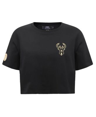 Women's Black Milwaukee Bucks Holiday Glam Boxy T-shirt