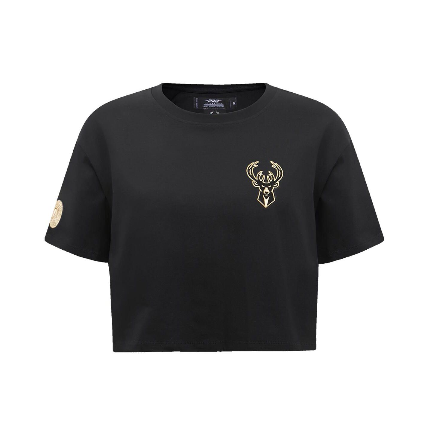 Женская футболка Pro Standard Black Milwaukee Bucks Holiday Glam Boxy — фото 4