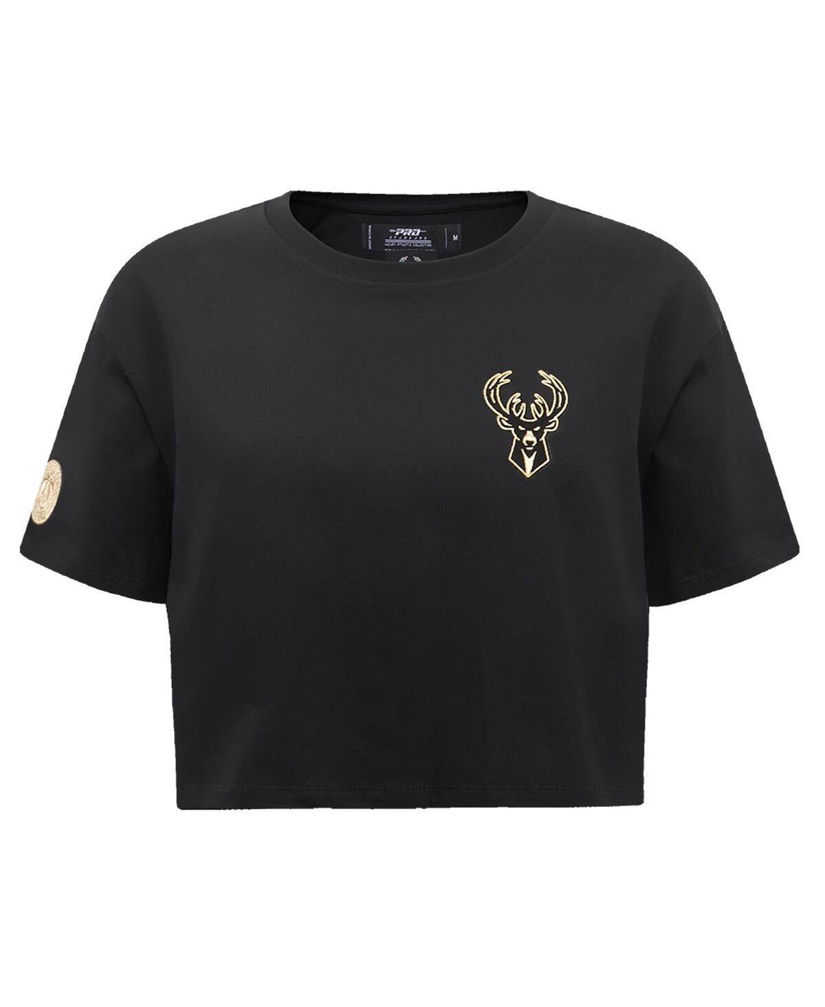 Women's Pro StandardMilwaukee Bucks Holiday Glam Boxy T-shirt - Black