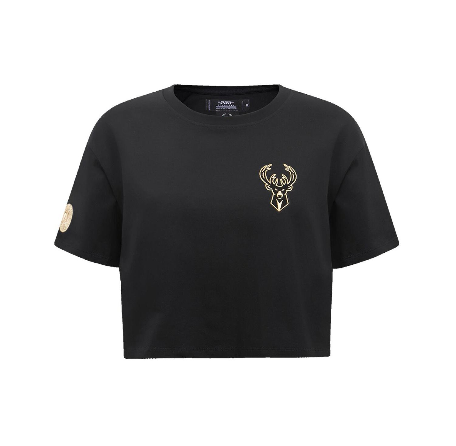 Women's Black Milwaukee Bucks Holiday Glam Boxy T-shirt