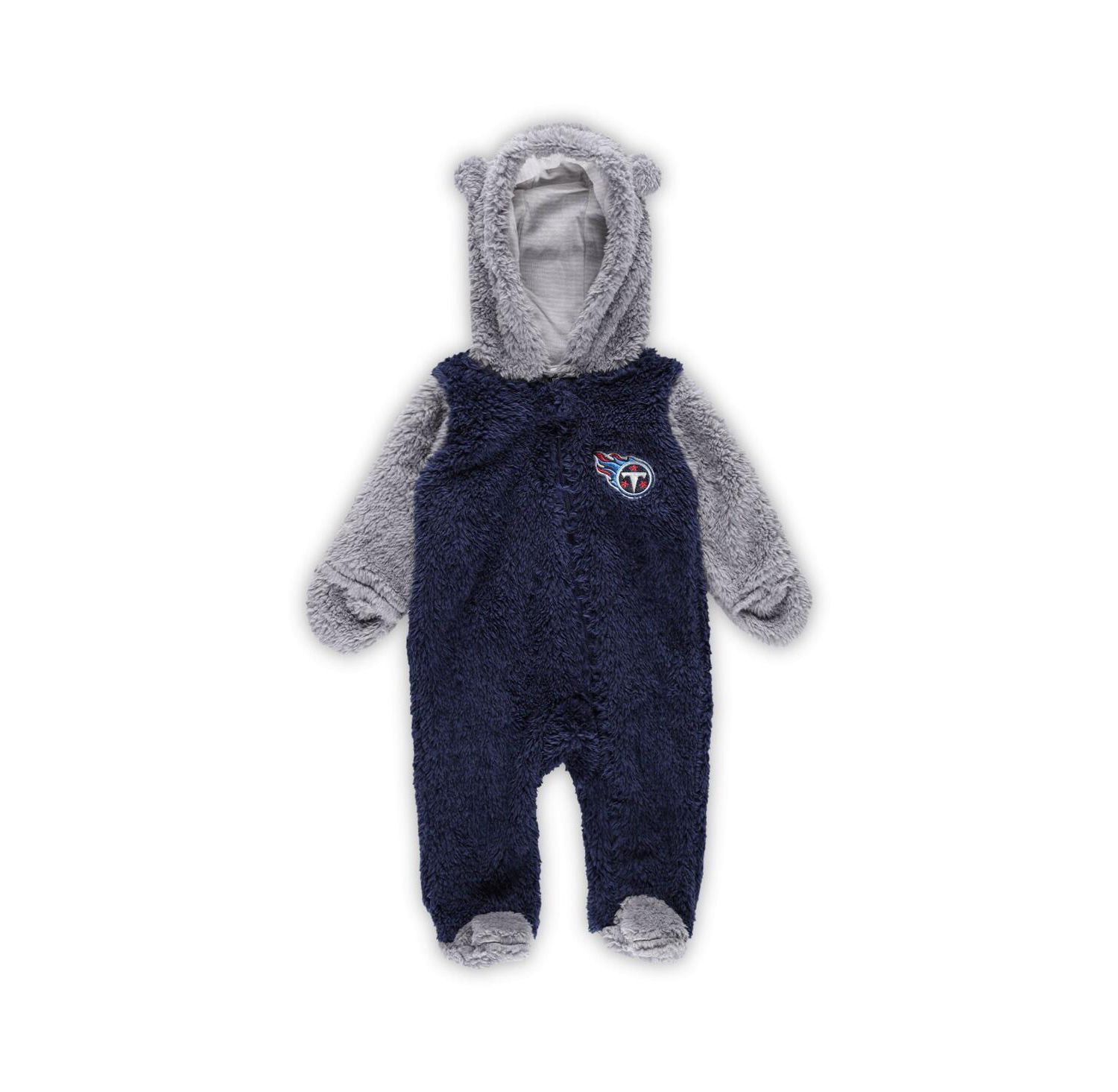 Baby Boys and Girls Navy, Gray Tennessee Titans Game Nap Teddy Fleece Bunting Full-Zip Sleeper