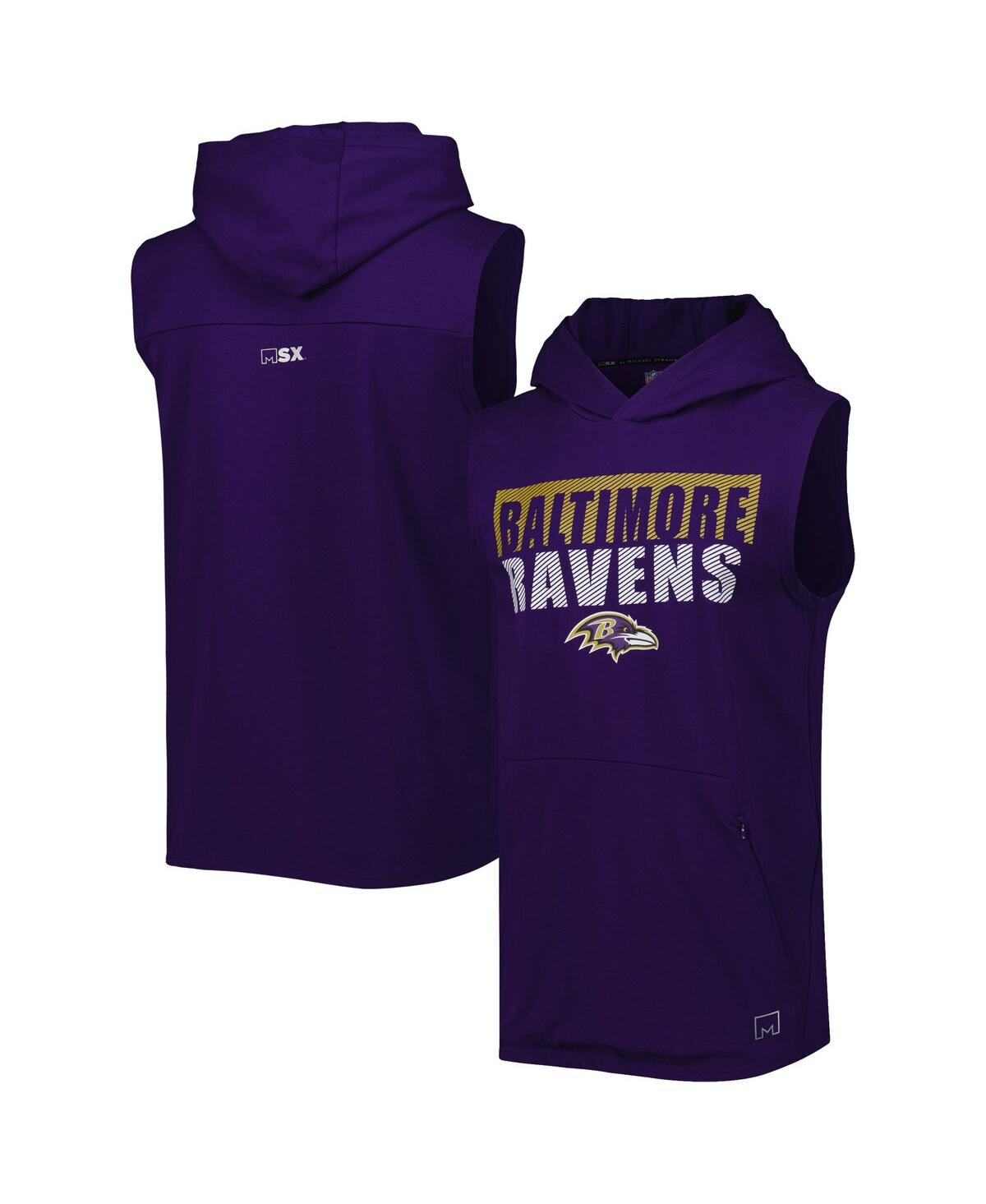 Men's Msx by Michael Strahan Purple Baltimore Ravens Relay Sleeveless Pullover Hoodie - Purple