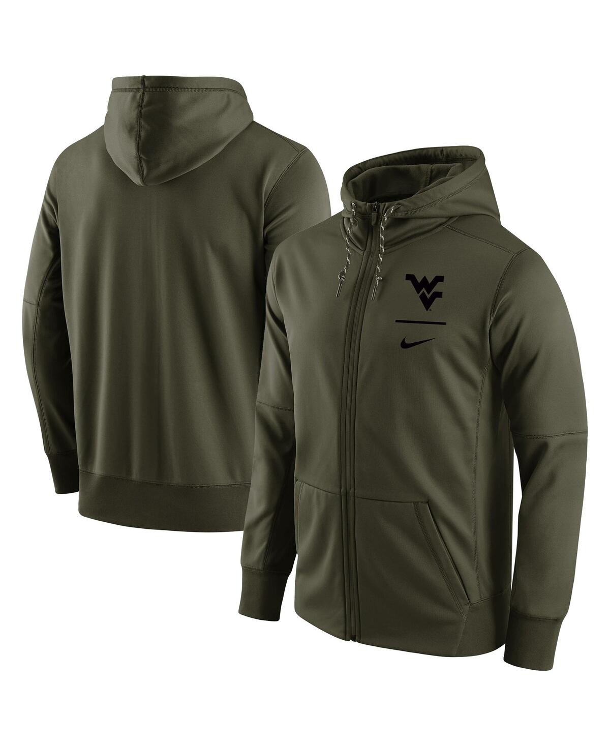 Shop Nike Men's  Olive West Virginia Mountaineers Tonal Logo Stack Performance Full-zip Hoodie
