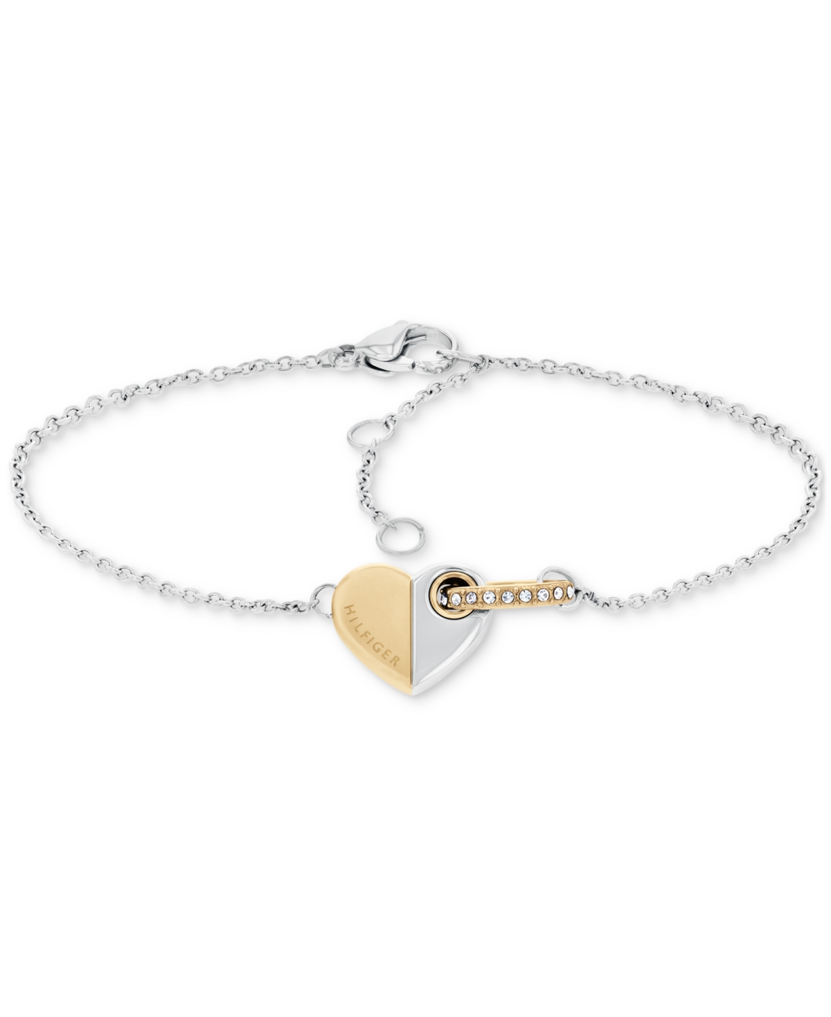 Pave Ring & Heart Link Bracelet - Carnation
