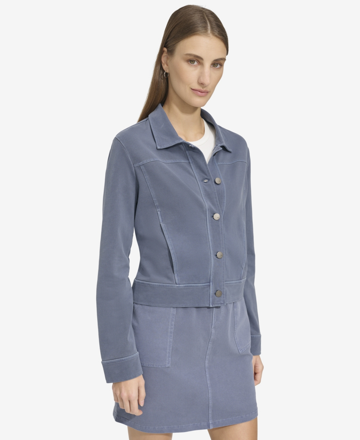 Women's Soft Stretch Twill Button Front Jacket - Ink