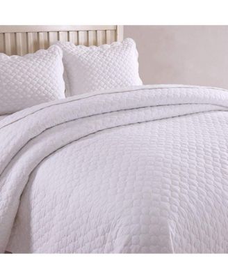 100% White Cotton Quilt Bedspread Set B34 - King