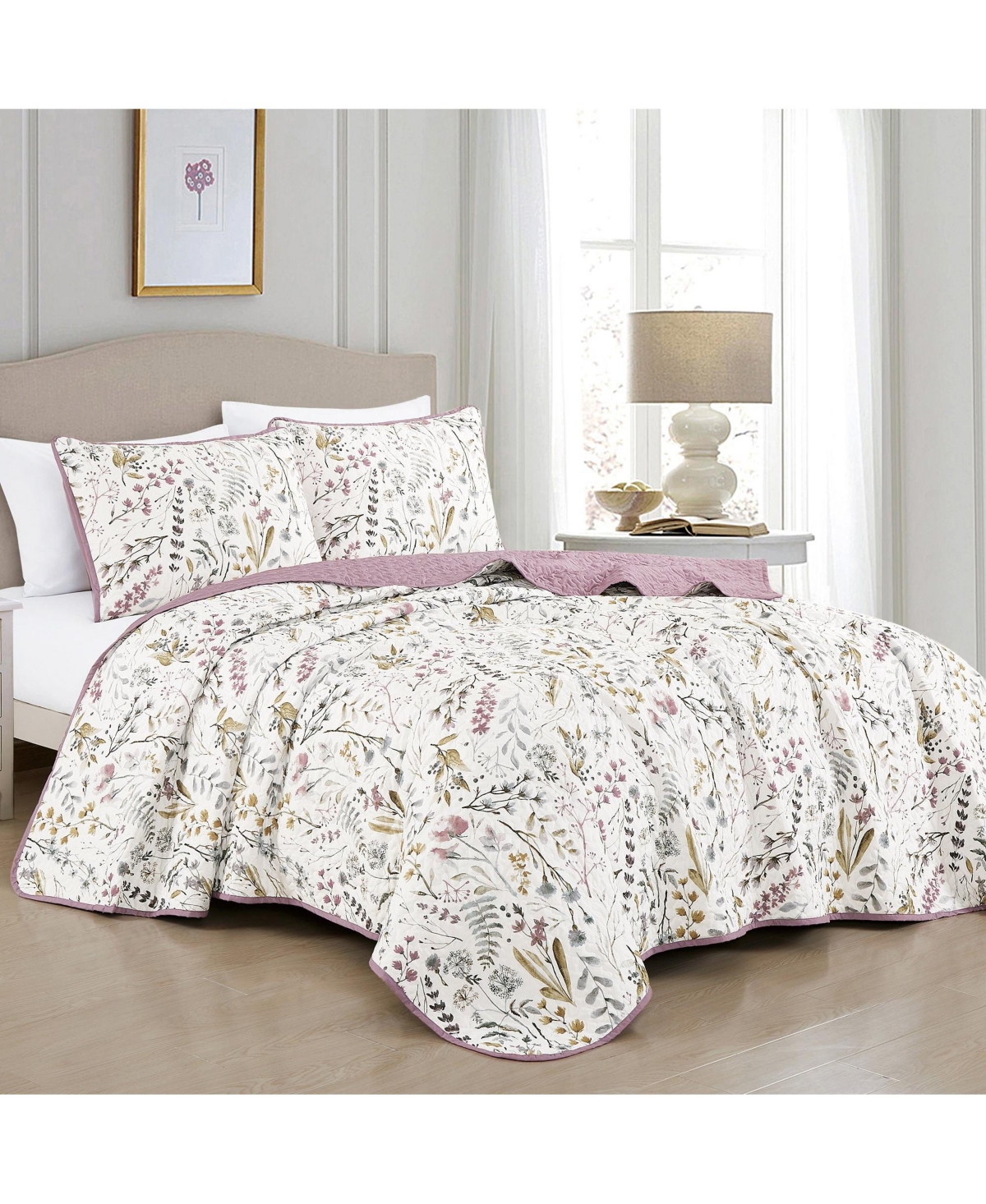 MarCielo 3 Piece Printed Quilt Set Lightweight Bedspread Set Lara