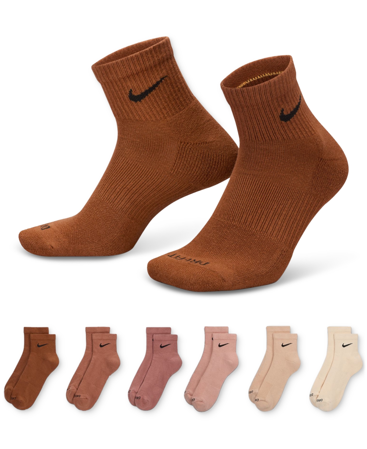 Shop Nike Unisex 6-pk. Dri-fit Quarter Socks In Multi Maroon