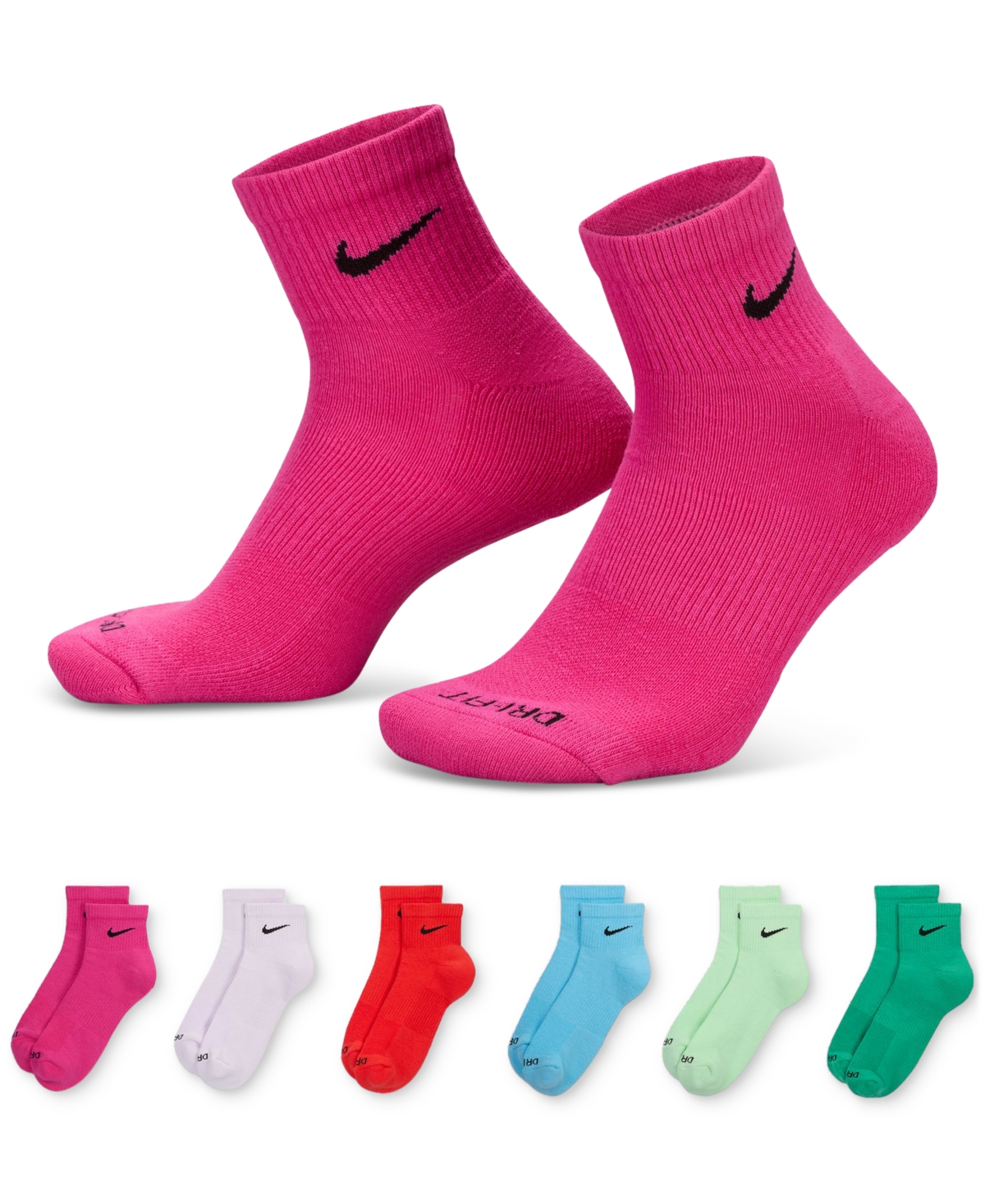 Shop Nike Men's 6-pk. Dri-fit Quarter Socks In Multi Orange