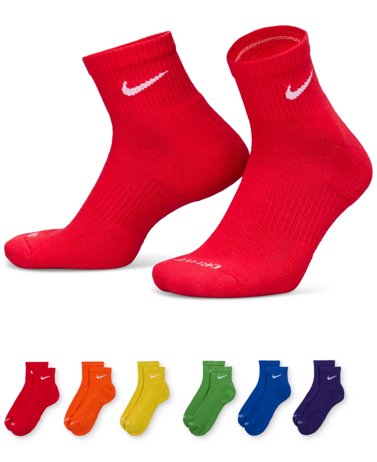 Shop Nike Men's 6-pk. Dri-fit Quarter Socks In Multi Red