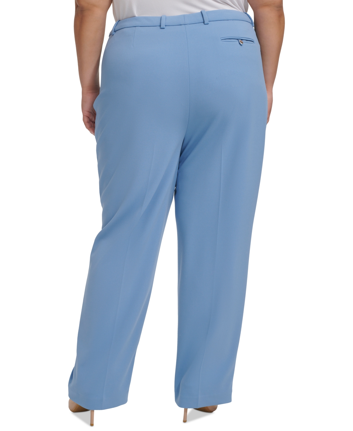 Shop Calvin Klein Plus Size Mid-rise Straight-leg Buttoned-tab Pants In Bayou