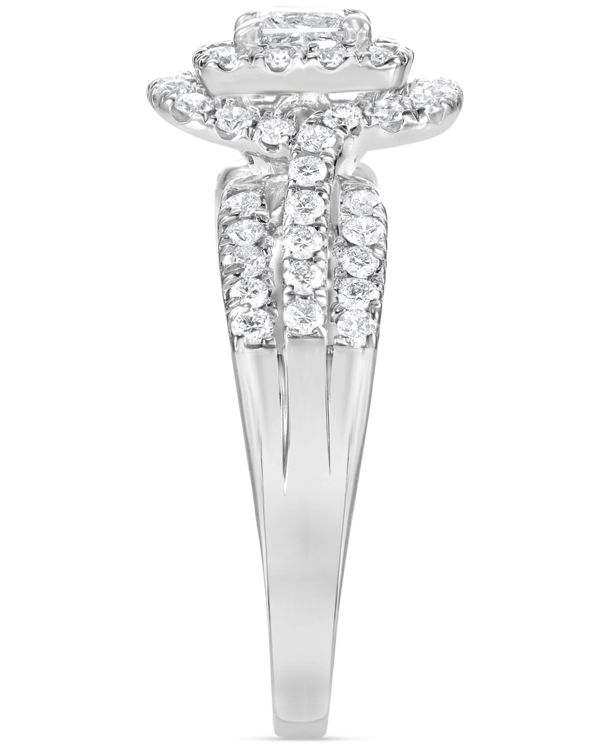 Diamond Princess Double Halo Triple Row Engagement Ring (1 ct. t.w.) in 14k- White Gold