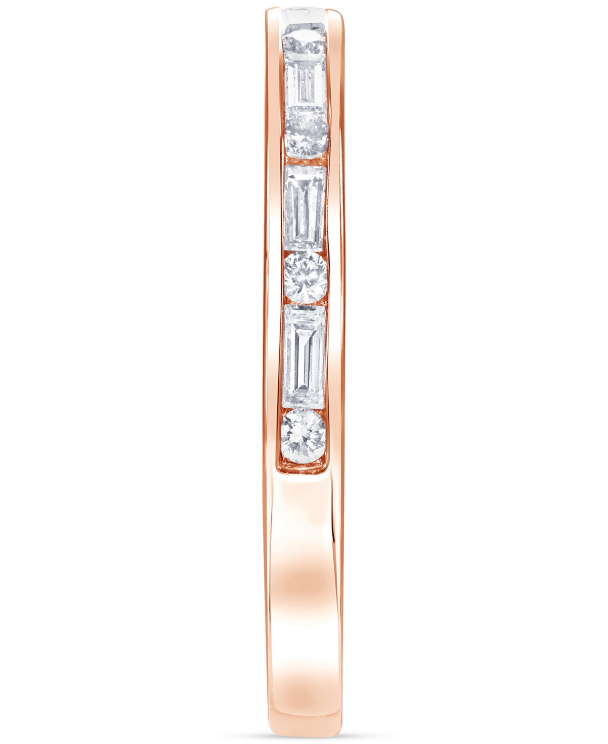 Shop Macy's Diamond Round & Baguette Band (1/3 Ct. T.w.) In 14k Rose Gold