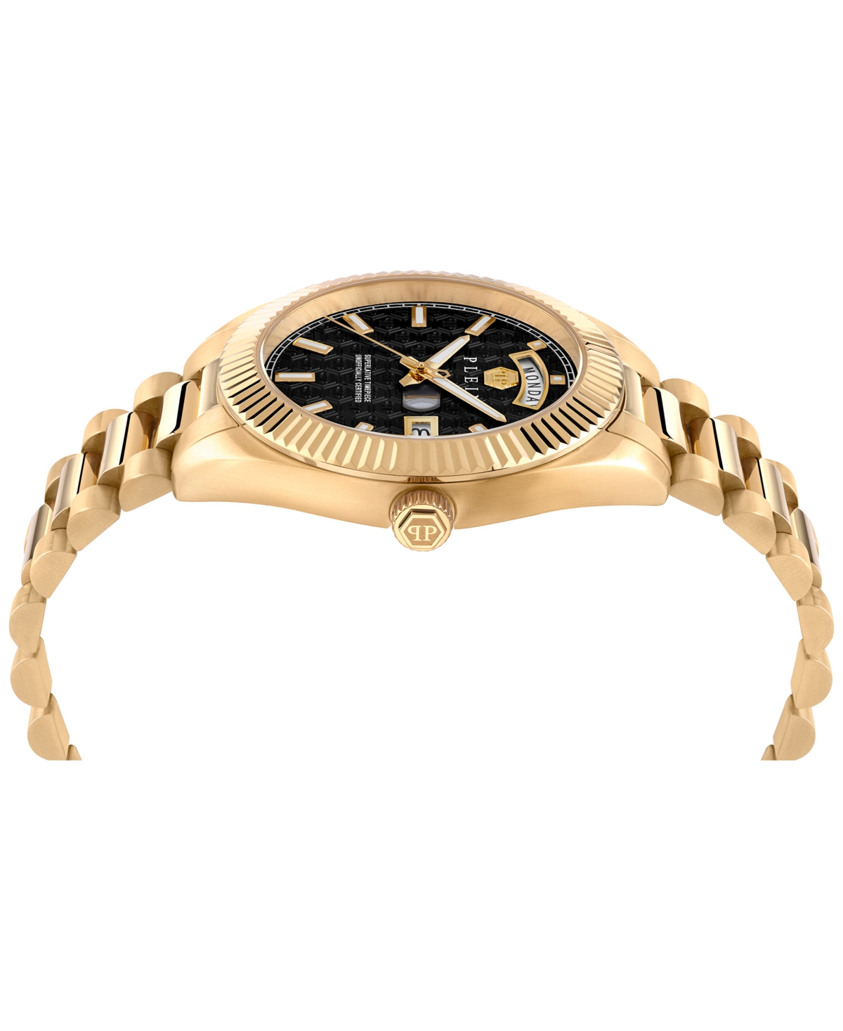 Philipp Plein Men's Date Superlative Gold Ion Plated Stainless Steel Bracelet Watch 42mm