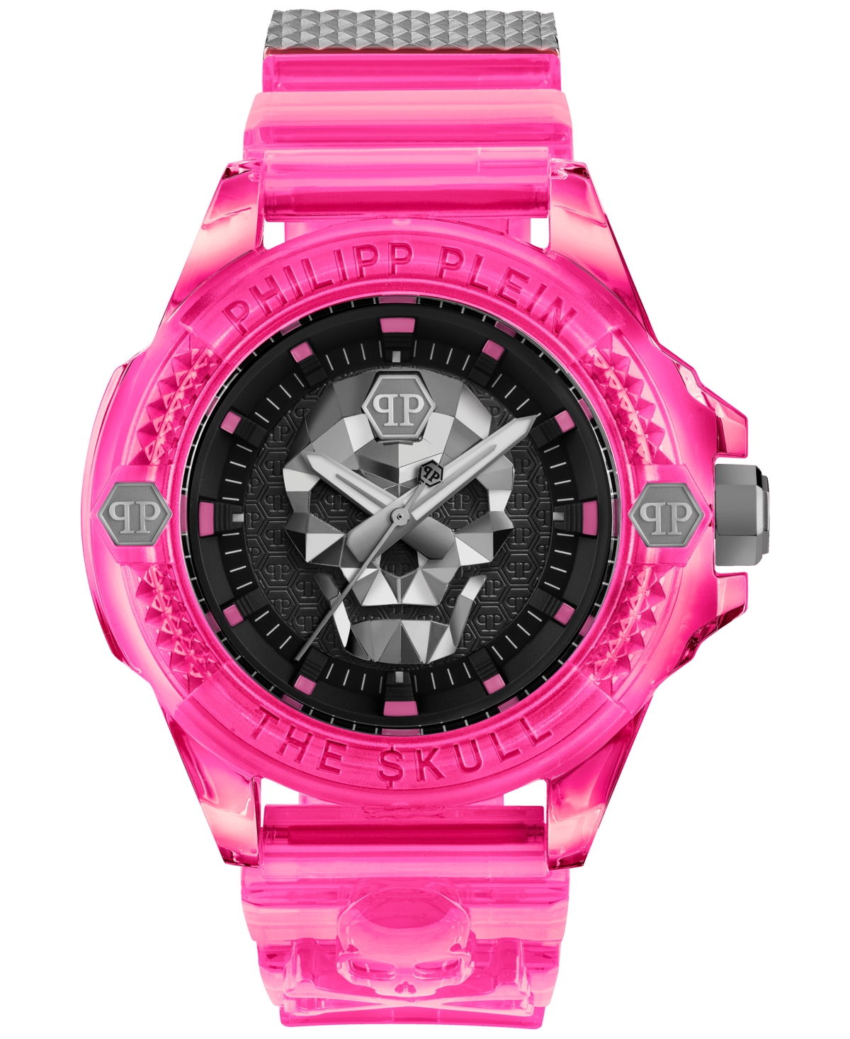 Philipp Plein Unisex The Skull Scuba Duba Pink Silicone Strap Watch 44mm