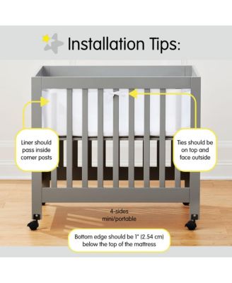 Breathable Mesh Liner for Mini Cribs, Classic 3mm Mesh (Size 4M Covers 4 Sides, Mini Cribs Only)