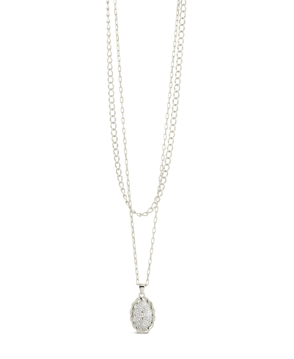 Shop Sterling Forever Silver-tone Or Gold-tone Cubic Zirconia Round Pendant Galette Layered Necklace