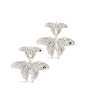 Gold-Tone or Silver-Tone Butterfly Rowena Drop Studs