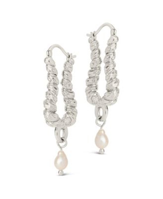 Gold-Tone or Silver-Tone Drop Cultured Freshwater Pearl Sylvie Statement Hoops