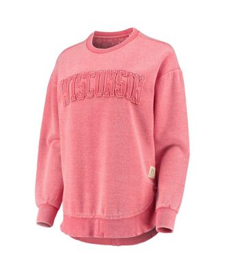 Women's Red Distressed Wisconsin Badgers Ponchoville Pullover Sweatshirt