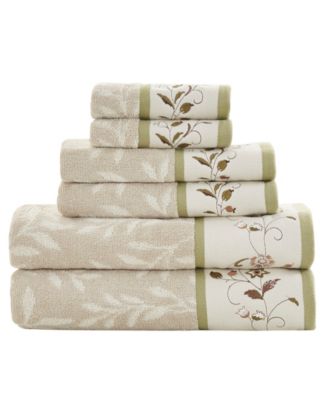 Cotton 6-Pc. Embroidered Serene Jacquard Towel Set