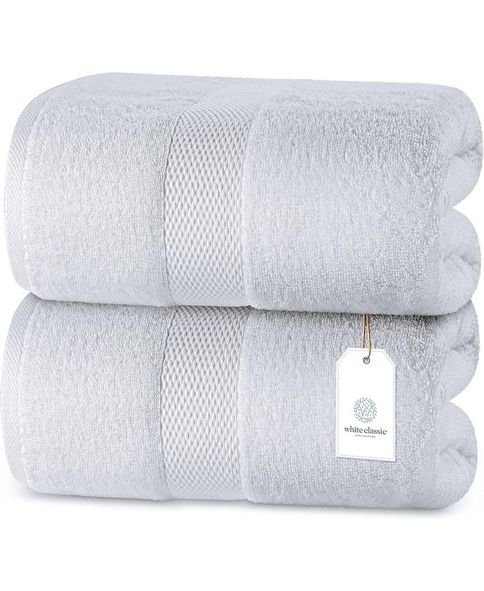 White Classic Luxury Cotton Jumbo Bath Sheets 35x70 | Set of 2 | - White - 70x34