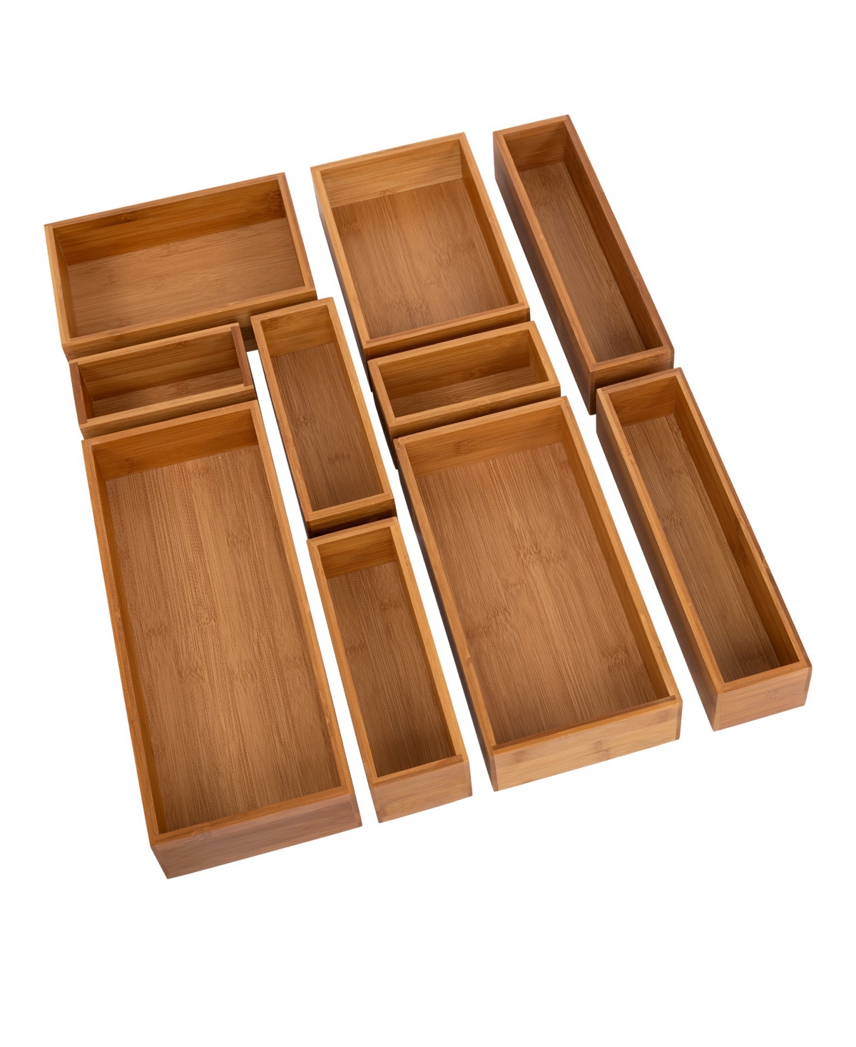 10-Piece Bamboo Storage Organizer Box Set - Bamboo