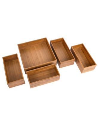 Bamboo 5-Piece Storage Bin Organizer Box Set