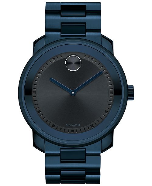 Movado Men S Swiss Bold Navy Pvd Finished Stainless Steel Bracelet