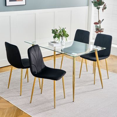 Streamdale Set of 4 Modern Black Dining Chairs