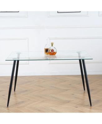 Streamdale Glass Dining Table with Metal Legs
