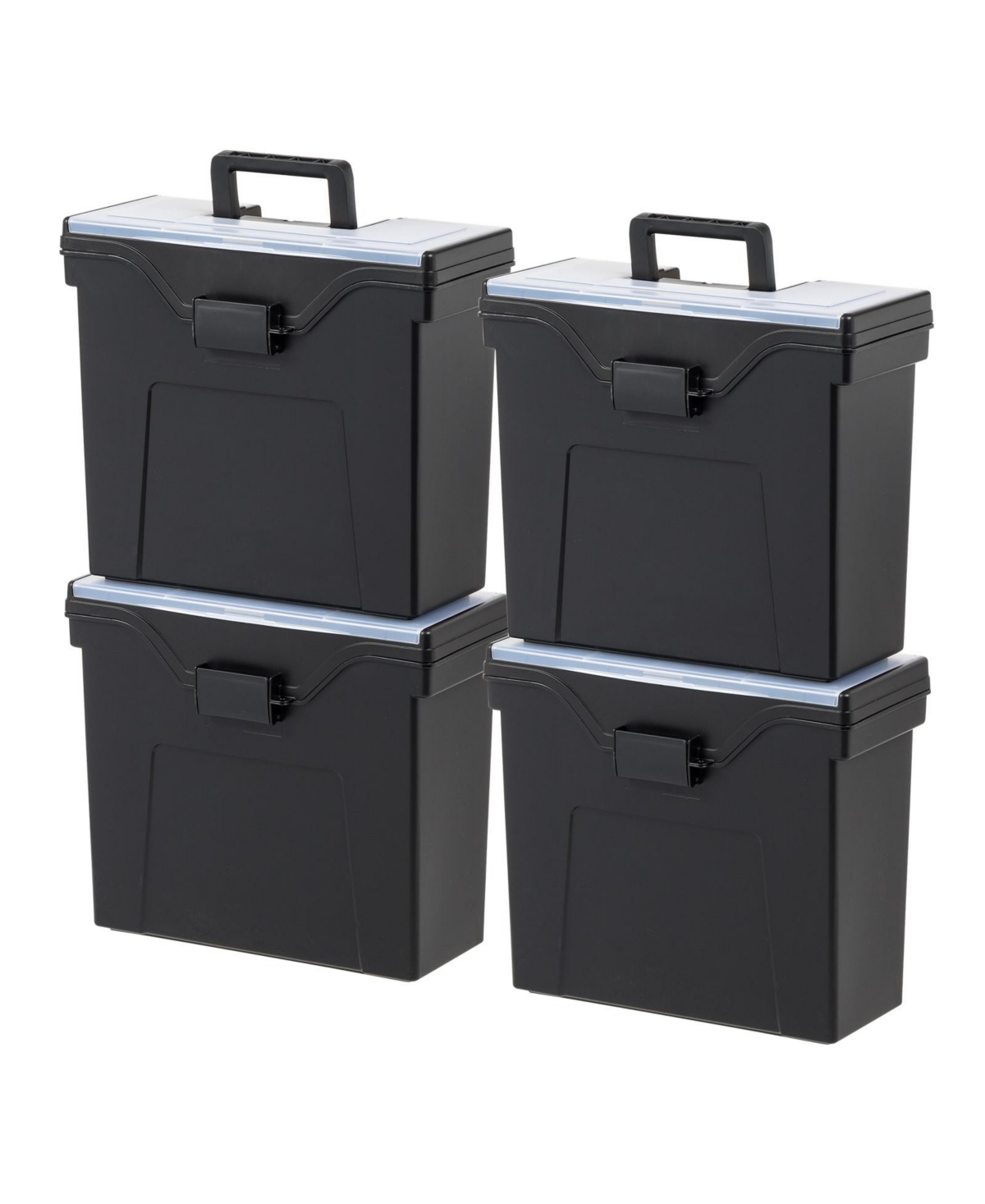 File Box Slim Portable File Organizer Plastic File Box for Letter File w/ Organizer-Lid, Bpa-Free Plastic Storage Organizer with Secure Buckl