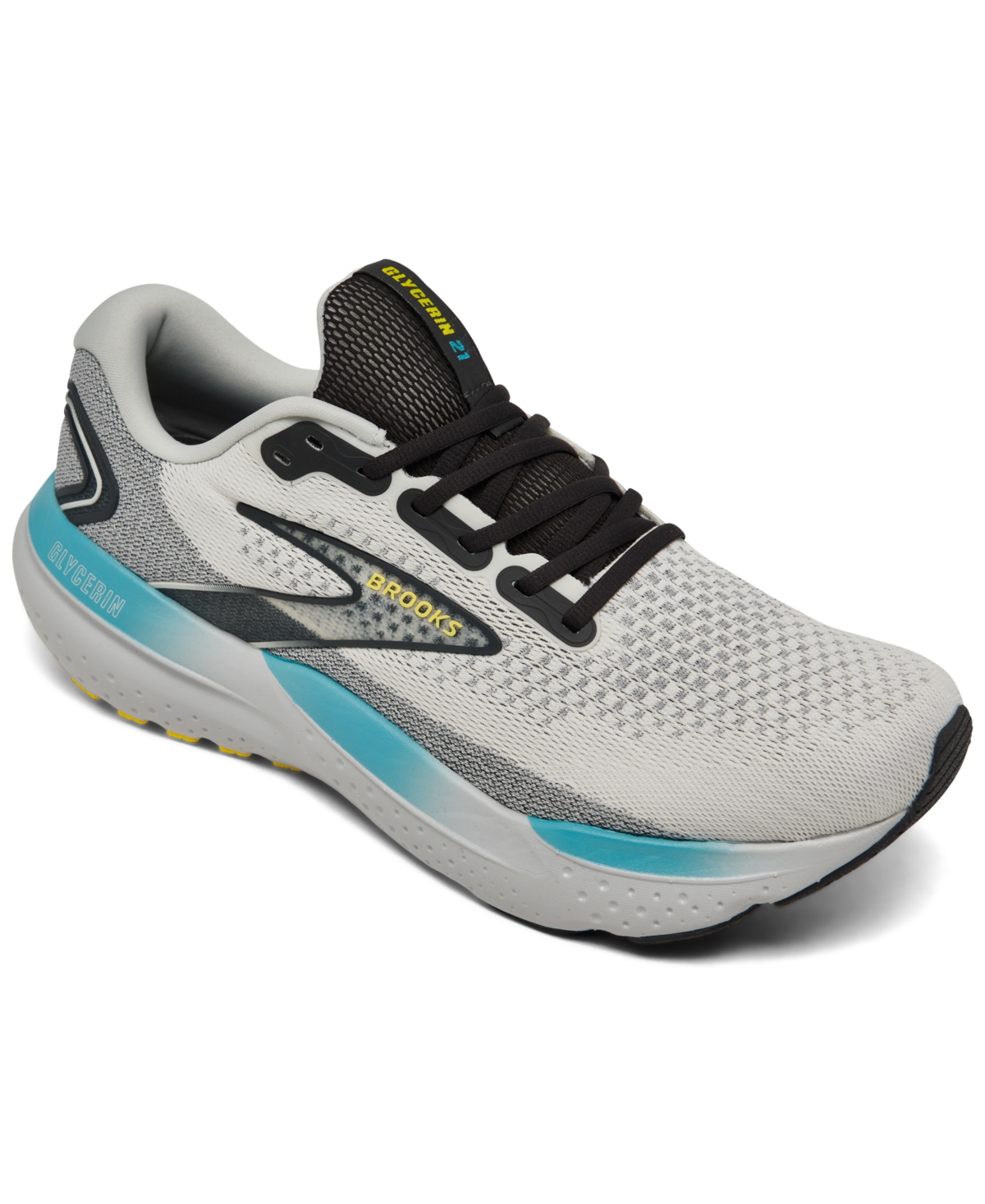 Men's Glycerin 21 Running Sneakers from Finish Line - Coconut, Iron, Yellow
